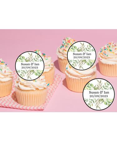 20 x EDIBLE Personalised Wedding cupcake toppers wafer/icing uncut WEDDING/ENGAGEMENT/HEN 2 (icing paper)