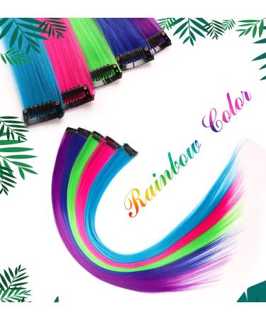 13 Pcs Multi-Color Hair Extensions - 20 Inch Clip-in Rainbow Highlights for Women & Kids - Buy Online on GoSupps.com