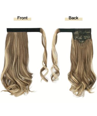 Sofeiyan 15 Inch Curly Ponytail Extension - Heat Resistant Wavy Hairpiece for All Women - Ash Brown & Bleach Blonde Highlights - Buy Online on GoSupps.com