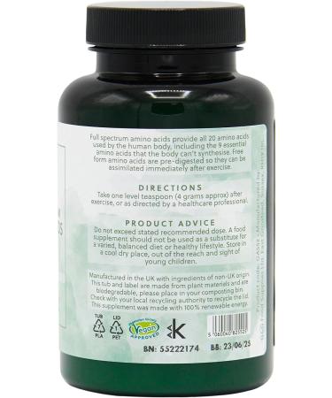 Full Spectrum Amino Acid Powder | BCAA | Vegan | 200g Powder - G&G Vitamins - Buy Online on GoSupps.com