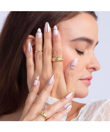 PaintLab Press On Nails - 24 Non-Toxic Fake Nails Set with Glue File & Cuticle Stick | Long Lasting Abstract Almond Design for Women & Girls - Buy Online on GoSupps.com