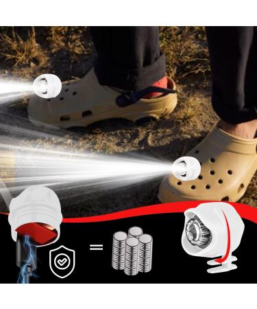 ePicsoa 2 Pcs Rechargeable Croc Lights for Clog Shoes | Waterproof LED Headlights for Dog Walking | 3 Light Modes | Great Gifts for Adults & Kids | White 1 - Buy Online on GoSupps.com