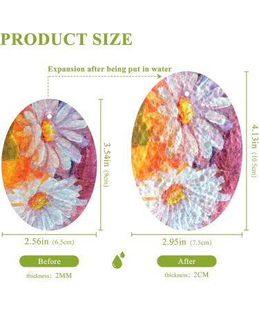 3-Pack Cleaning Kitchen Sponges Oval Oil Painting Daisy Flowers Kitchen Cellulose Dishwashing Wood Pulp Cotton - Buy Online on GoSupps.com