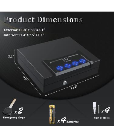 Dalmbox California DOJ Certified Quick Access Gun Safe with Keypad - Biometric Fingerprint Safe for Handguns | Ideal for Nightstand, Bedside, Home, and Car - Buy Online on GoSupps.com