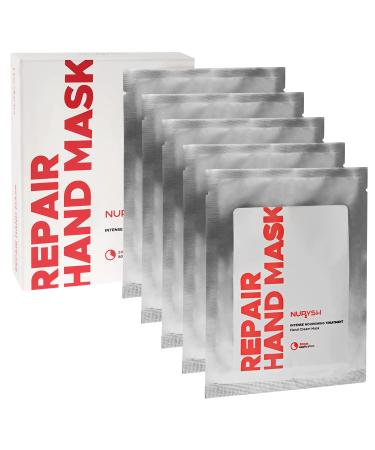 NURYSH REPAIR Hand Mask - 5 Pairs Moisturizing & Hydrating Gloves for Dry Hands with Argan Oil, Vitamins A & E - Softening & Intense Nourishing Treatment for Rough, Cracked Hands & Damaged Skin