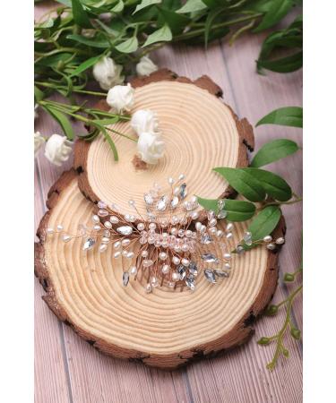 Deniferymakeup Bridal Hair Comb Wedding Hair Comb Ivory Headpiece Delicate Pearl Hair Piece Crystal and Pearl Bridal Hair Comb Wedding Accessory Rhinestone Hair Piece Crystal Headdress (Rose Gold) - Buy Online on GoSupps.com
