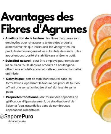 SaporePuro Citrus Fiber 250g - Food Fiber - Natural Thickener Emulsifier and Stabilizer - Ideal for Ice Cream Sauces Chees - Buy Online on GoSupps.com