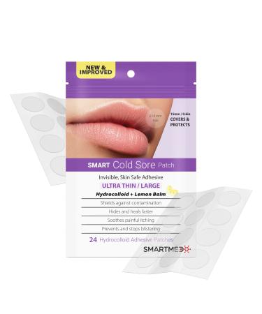 SMARTMED Smart Cold Sore Treatment Patch Large Ultra Thin with Lemon Balm 24 ct - 15mm