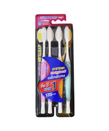 Systema Original Toothbrush Standard Soft & Slim Bristles Family Pack (Pack of 4)