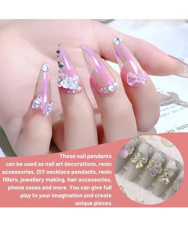 Aurora Bow Nail Charms 100PCS - 3D Butterfly Nail Art Decorations for Women and Girls | Resin Nail Ornaments for Salon and Home DIY - Buy Online on GoSupps.com