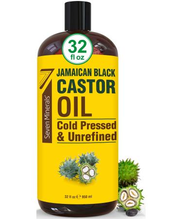 Pure Jamaican Black Castor Oil - Big 32 fl oz Bottle - Unrefined & Hexane Free - 100% Pure Jamaican Black Castor Oil for Hair Growth, Thicker Eyelashes & Eyebrows, Dry Skin, Healing, Hair Care