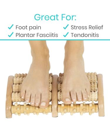 Vive Wooden Foot Massager - Dual Roller for Plantar Fasciitis & Stress Relief - Deep Tissue Shiatsu Therapy - Reflexology Chart Included - Acupressure for Feet & Leg Muscles - Buy Online on GoSupps.com