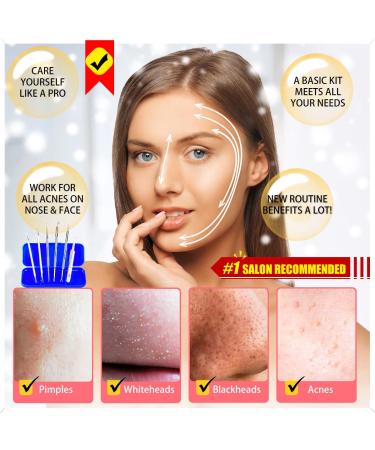 6-Piece Blackhead Remover Tool Kit with Case - Professional Acne Extraction Set for Pimple Popping, Whitehead Removal, Zit Removing - Nose & Face Blemish Treatment - Blue - Buy Online on GoSupps.com