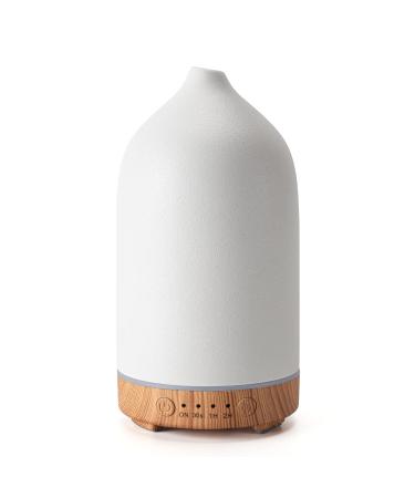Gooamp 100ML Ceramic Diffuser,Aromatherapy Diffuser,Essential Oil Diffuser with 7 Color Lights Auto Shut Off for Home Office Room,Wood Grain Base (0.5/1/2/ON hrs Working time)