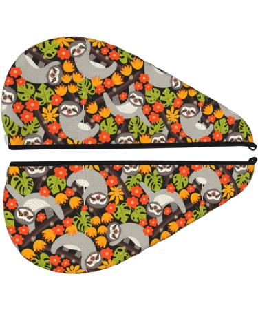 Hair Towel Wrap - Quick-Dry Hair Turban with Button | Sloth Design & International Shipping - Buy Online on GoSupps.com