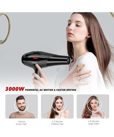 Buy Dongxw 3000W Professional Hair Dryer - Ionic Blow Dryer with Diffuser 2 Speed 3 Heat Settings for Salon & Travel - Black - Buy Online on GoSupps.com