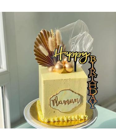 23-Piece Gold Palm Leaves Birthday Cake Topper Set for Party Decoration - Buy Online on GoSupps.com