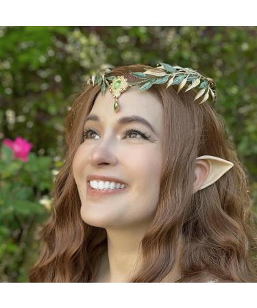 MOSTORY Fairy Leaf Rhinestone Crown with Elf Ears Set Handmade Princess Headpiece with 2 Pairs Soft Elven Ears kit for Women Womens Reneaissance Halloween Wedding Cosplay Photo Props - Buy Online on GoSupps.com