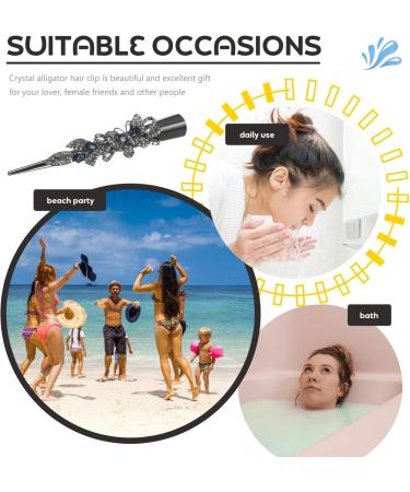 minkissy Alligator Hair Clips Rhinestone Hair Clips Decorative Hair Clips for Women's Hair Small Alligator Clips Thin Hair Fancy Clips for Women Sharp Mouth Clip Horn Clip Hairpin Metal - Buy Online on GoSupps.com