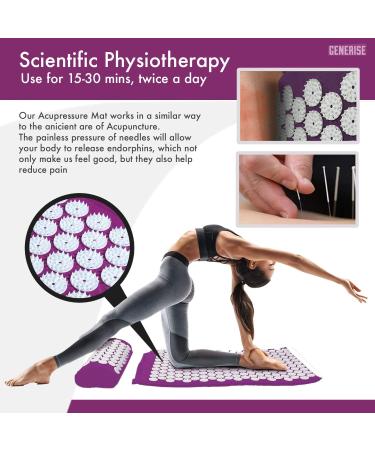 Generise Acupressure Mat & Pillow Set for Pain Relief - Purple/White Spikes - Buy Online on GoSupps.com