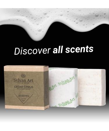 Sylvan Art Cedar Citrus Men's Organic Soap Bar - Handmade with Essential Oils - 5.5 oz - Buy Online on GoSupps.com