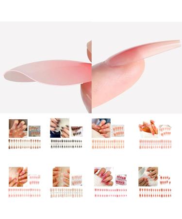 FEIlei 30Pcs Long Press on Nails Coffin French Fake Nails Tip Gradient Acrylic Nails Glossy False Nails for Women Girls - Buy Online on GoSupps.com