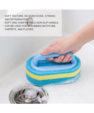 Bathtub Sponge Brush with Handle Bathroom Tile Brush Kitchen Coal Stove Brush Pot Scrubbing Floor Cleaning Brush - Buy Online on GoSupps.com