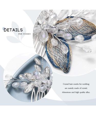 Vakkery Crystal Bride Wedding Hair Comb Silver Beads Hair Pieces Leaf Bridal Hair Accessories for Women and Girls - Buy Online on GoSupps.com