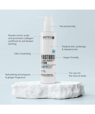 Sienna X Moisurise Hydrating Moisturizing Lotion with Collagen & Melanin Hyaluronic Acid Arginine Vitamin E & Shea Butter Perfect for Bronzers - Buy Online on GoSupps.com