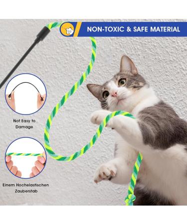 Simarro Interactive Cat Stick Toys - 3PC Colorful Bite-Proof Rope Wands for Kitten Training & Exercise | Teasing & Playful Fun - Buy Online on GoSupps.com