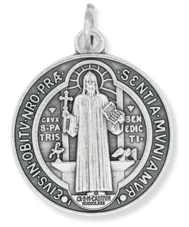 Bulk Pack of 5 - St. Benedict Medal Pendant -1 1/4 Inch Silver Oxidized St. Benedict Medals for Necklace Medals for Jewelry Catholic Made in Italy