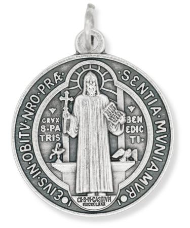 Bulk Pack of 5 - St. Benedict Medal Pendant -1 1/4 Inch Silver Oxidized St. Benedict Medals for Necklace Medals for Jewelry Catholic Made in Italy - Buy Online on GoSupps.com