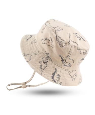 XIAOHAWANG Baby Boy Sun Hat Infant Toddler Dinosaur Bucket Hats Summer Baby Boys Beach Caps 0-3 Months Khaki Dinosaur