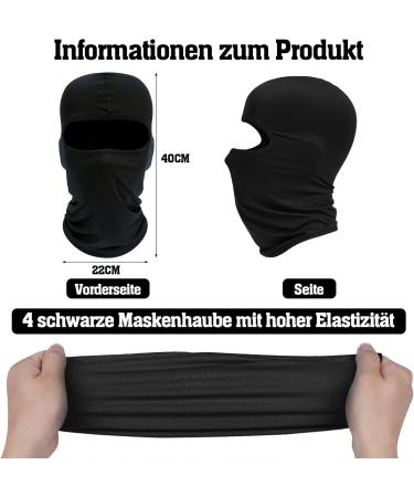 4 Pack Storm Hood Balaclava UV Protection Masks - Windproof Multifunctional Face Hood for Men & Women - Ski Motorcycle & Outdoor Sports - Size S-3XL - Black - Buy Online on GoSupps.com