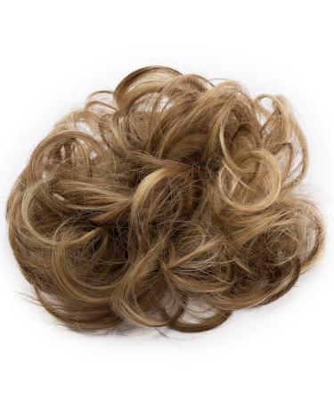 Natural #12H24 Light Brown & Ash Blonde Hair Tie Bun Extensions - Elastic Band Updo Hairpiece for Effortless Style - Buy Online on GoSupps.com