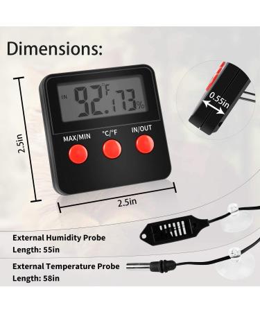 Simple Deluxe Digital Thermometer & Humidity Gauge 4-Pack for Reptile Terrariums - Remote Probes Included - Buy Online on GoSupps.com