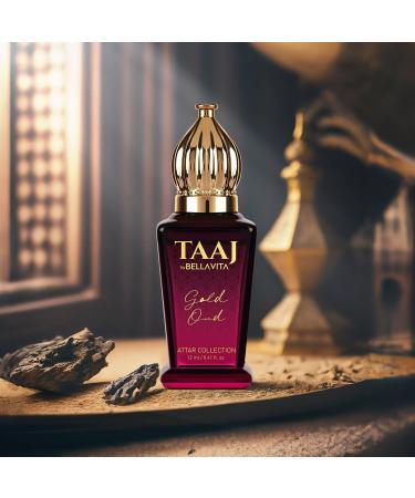 LUXURY TAAJ Gold Oud Attar with Caramel Rose Jasmine & Orris for Men and Women Non-Alcoholic Roll On Long Lasting Fragrance 12 ML - Buy Online on GoSupps.com