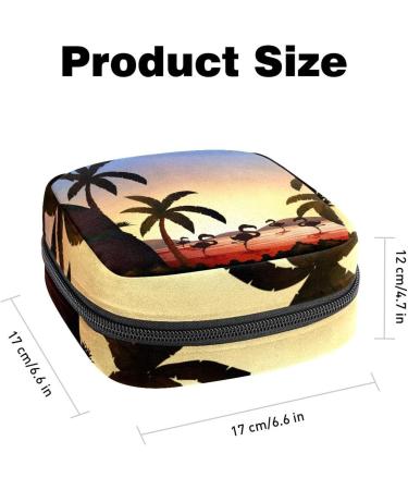 Flamingo Coconut Tree River Silhouette Sanitary Napkin Storage Bag - Portable Period Pouch for Women and Teens - Multi-colored - Buy Online on GoSupps.com