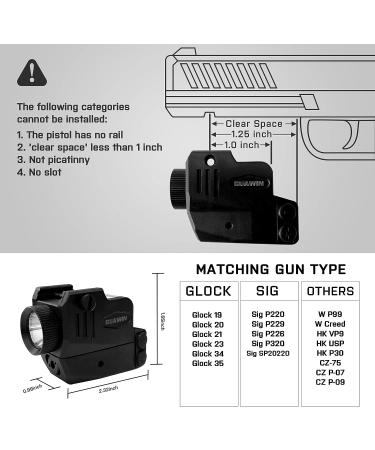Pistol Light with Red&Green Laser | Rechargeable Compact Weapon Light | Adjustable Rail Mounted Laser Combo | Magnetic Charging | LED Strobe Function - Buy Online on GoSupps.com