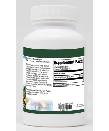 Elderberry Flower 10:1-450 mg (100 Capsules ZIN: 520017) - Buy Online on GoSupps.com