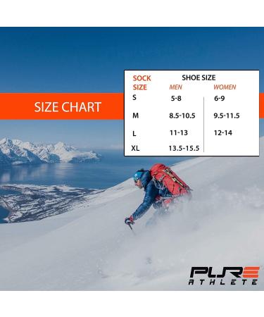 Pure Athlete High Performance Wool Ski Socks - Merino Wool Thermal OTC Socks 1 Pair - Black/Grey/Neon Pink - Small - Buy Online on GoSupps.com