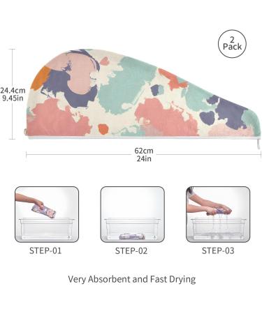 Rainbow Doodle Hair Towel 2 Pack | Super Absorbent Quick Dry Hair Turbans for Women & Girls - Buy Online on GoSupps.com