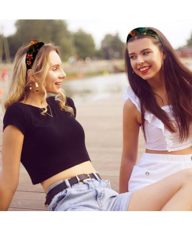 2 Pieces Headbands Women Hair Head Bands Butterfly with Fantasy Flowers Sparkle Trail at Night Non Slip Thick Padded Hairband Hair Band Hoops Vintage Thick Hair Wrap Multi-colored 7 - Buy Online on GoSupps.com