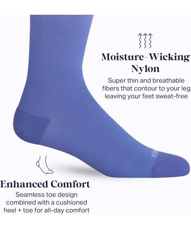 Comrad Knee High Compression Socks - 15-20mmHg Soft & Breathable Unisex Wide Calf Medium Purple/Denim Ombre - International Shipping Available - Buy Online on GoSupps.com