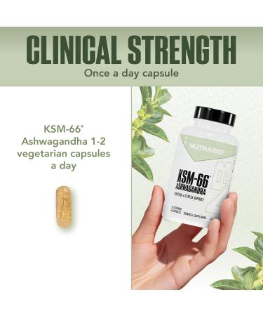 NutraBio Ashwagandha KSM-66 | Ashwagandha Herbal Supplement for Stress, Mood, & Performance | 600 MG of Clinically Studied KSM66 60 Capsules 60 Count (Pack of 1) - Buy Online on GoSupps.com