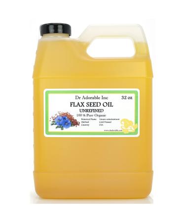 Dr Adorable - 32 oz - Flax Seed Oil - Unrefined 100% Pure Natural Organic Cold Pressed