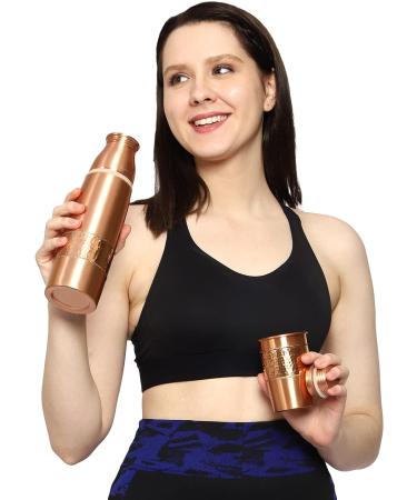 Copper Water Bottle 900ml with Tumbler | Joint-Free & Leak-Proof for Ayurvedic Health Benefits - Buy Online on GoSupps.com