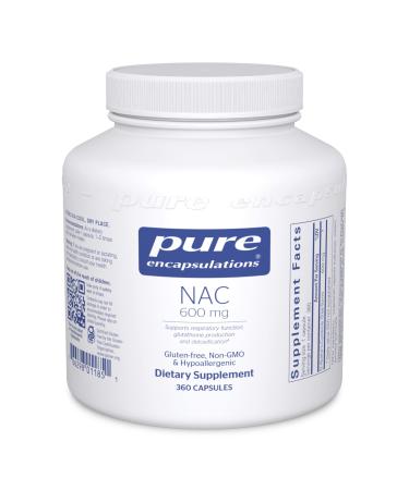 Pure Encapsulations NAC 600 mg | N-Acetyl Cysteine Amino Acid Supplement for Lung and Immune Support, Liver, and Antioxidants* | 360 Capsules