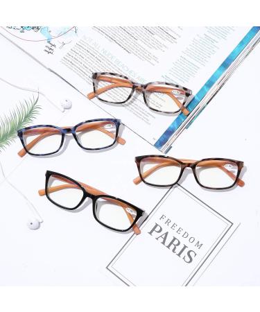 Doovic Blue Light Filter Reading Glasses - Black Rectangular Frame with Bamboo Patterns for Men & Women - Strength 1.0 - Buy Online on GoSupps.com