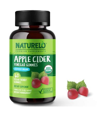 NATURELO Apple Cider Vinegar Gummies for Weight Management, Certified Organic, Vegan - 60 Gummies
